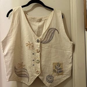 Vintage Blue Fish Vest - Art to Wear